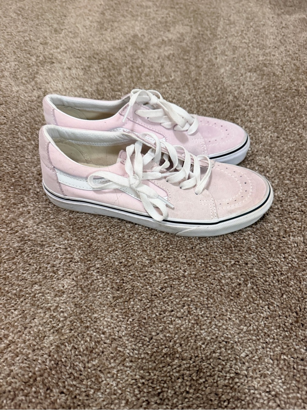 Vans Pink Suede Old Skool Sneakers with White Stripe